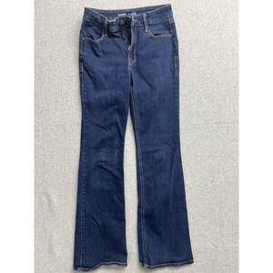 Old Navy Womens High-Rise Flare Jeans Dark Wash Denim Stretch Size 0 Indigo